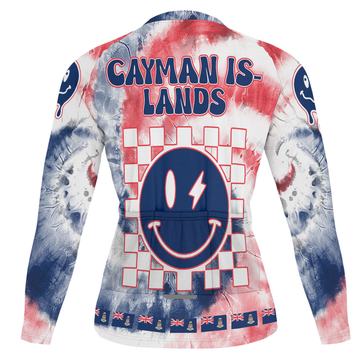 Cayman Islands Raglan Men Cycling Jersey Long Sleeve Custom Tie Dye Style 1