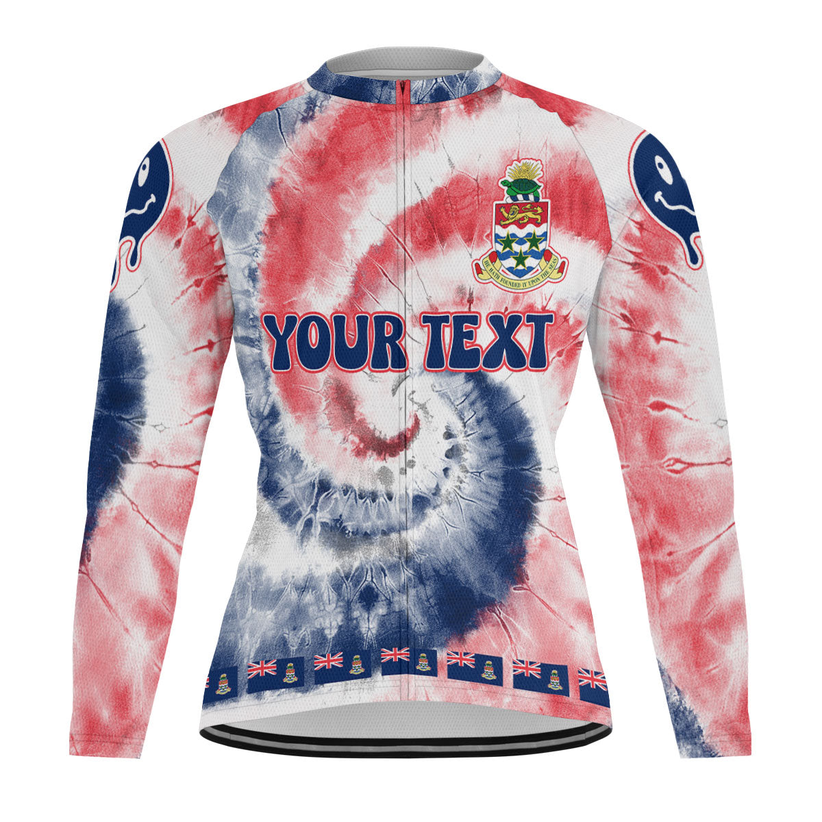 Cayman Islands Raglan Men Cycling Jersey Long Sleeve Custom Tie Dye Style 2