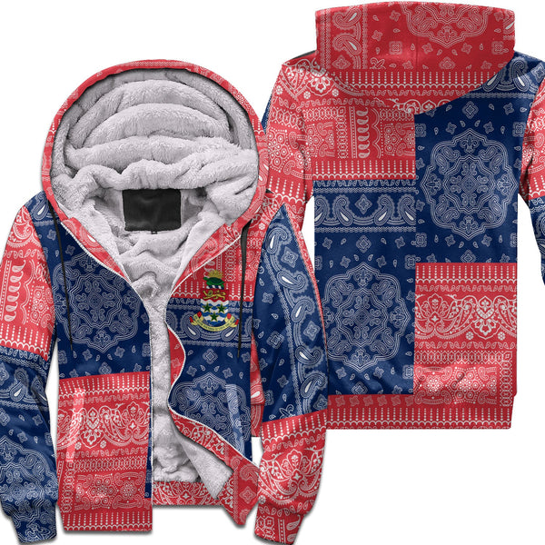 Cayman Islands Sherpa Hoodie Flag And Paisley Basic Style 1