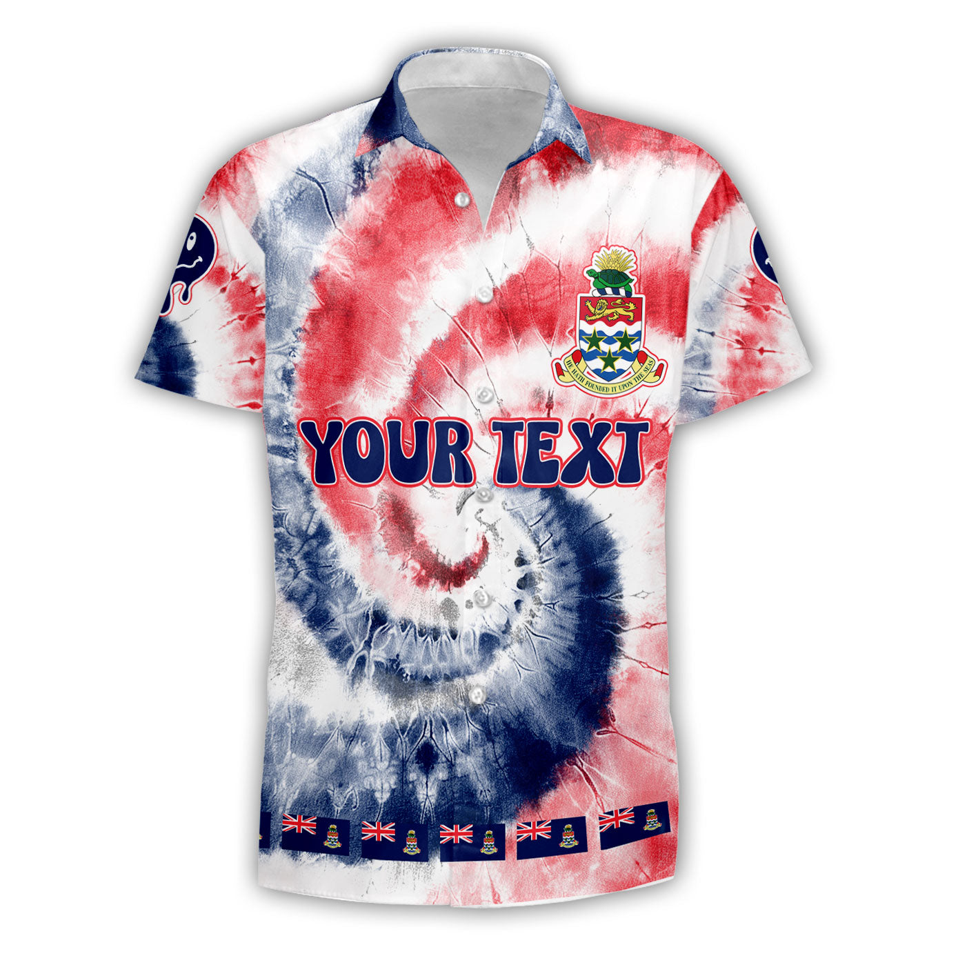 Cayman Islands Short Sleeve Shirt Custom Tie Dye Style 1