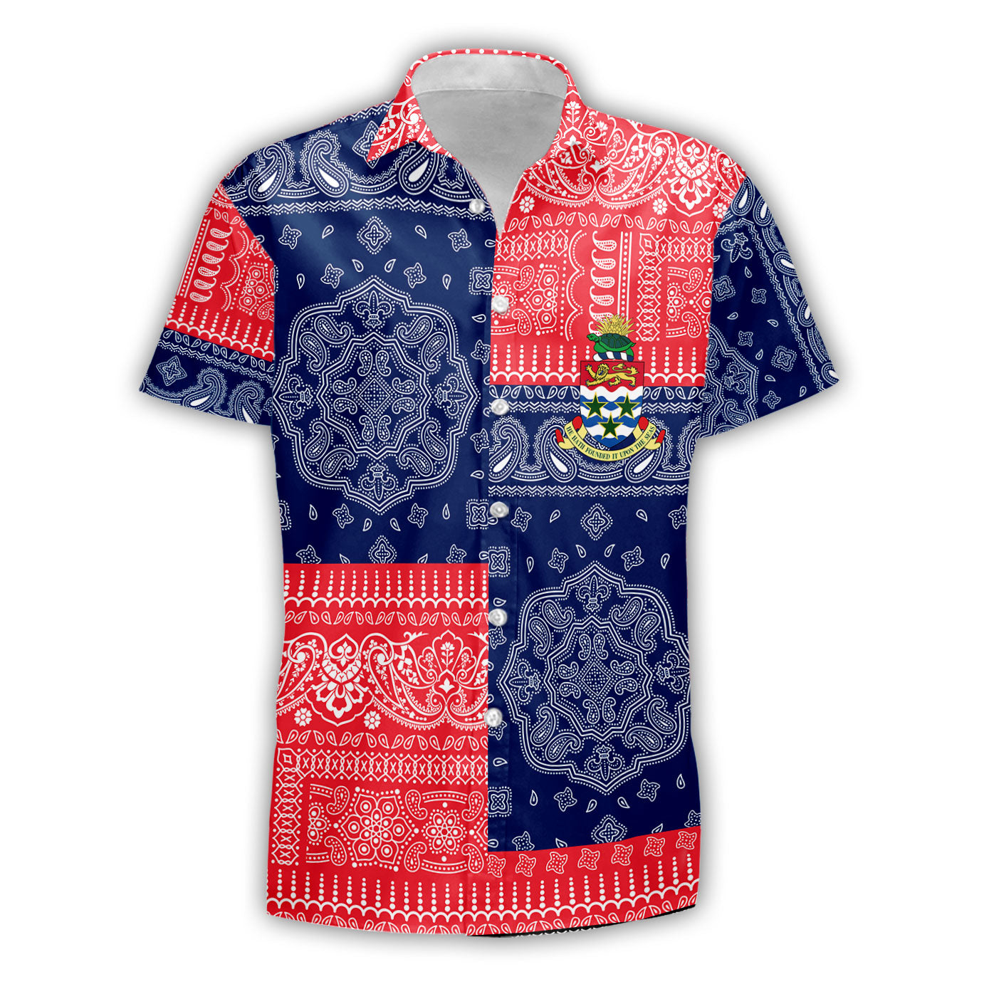 Cayman Islands Short Sleeve Shirt Flag And Paisley Basic Style 2