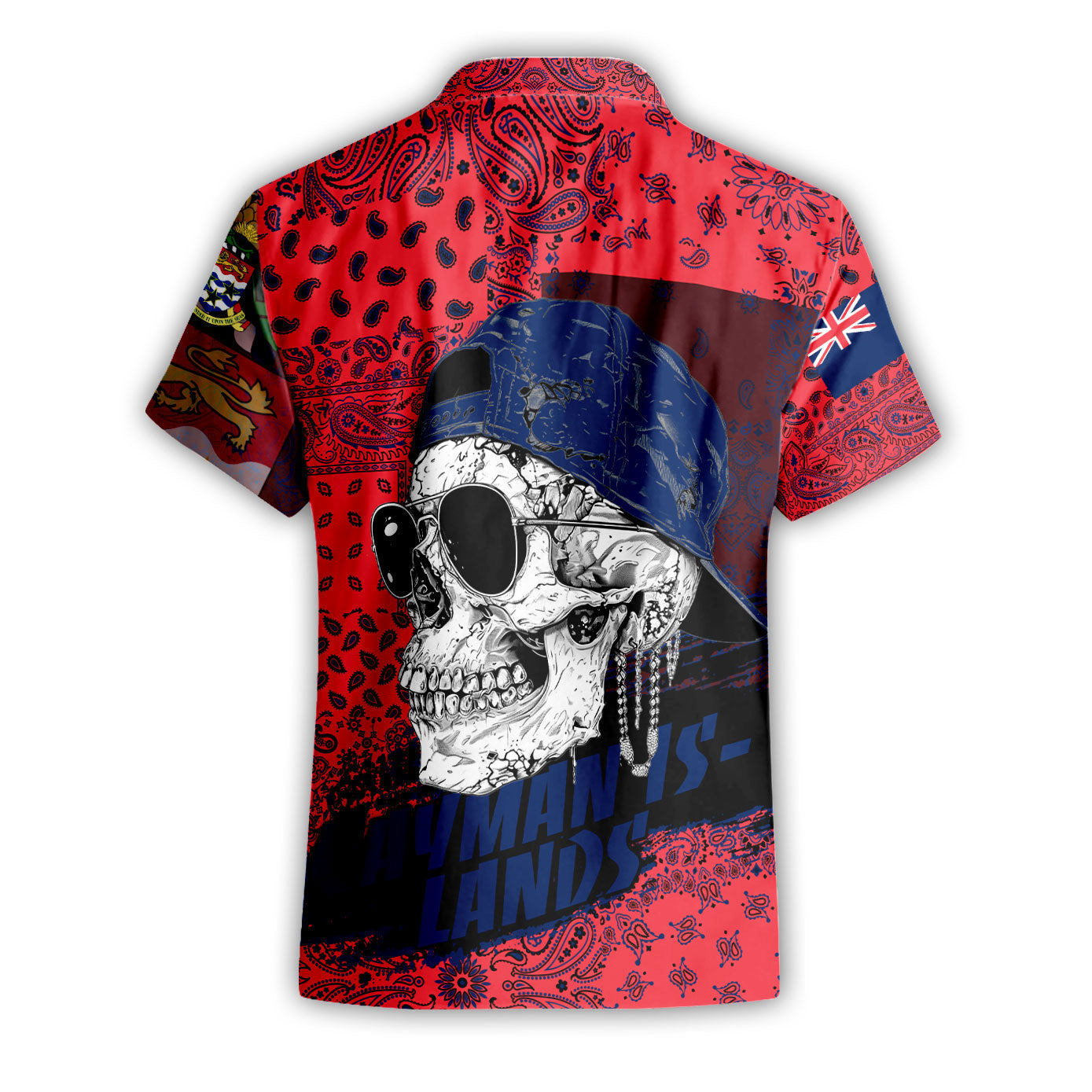 Cayman Islands Short Sleeve Shirt Paisley Flag And Skull Style 2