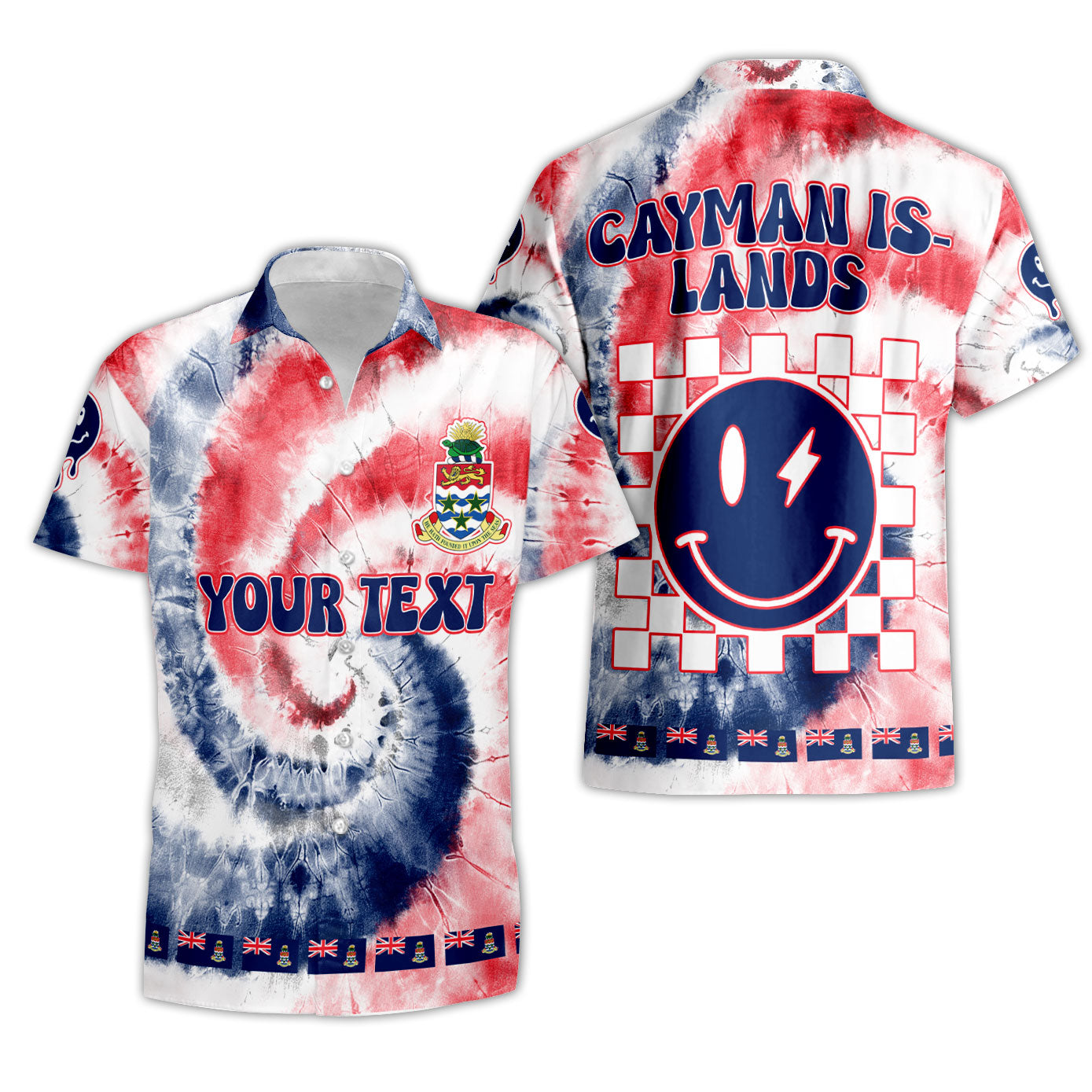 Cayman Islands Short Sleeve Shirt Custom Tie Dye Style 3