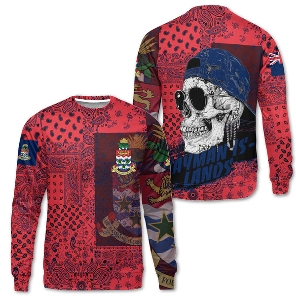 Cayman Islands Sweatshirt Paisley Flag And Skull Style 1