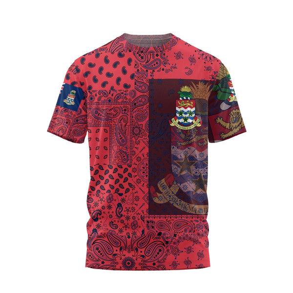 Cayman Islands T Shirt Paisley Flag And Skull Style 1