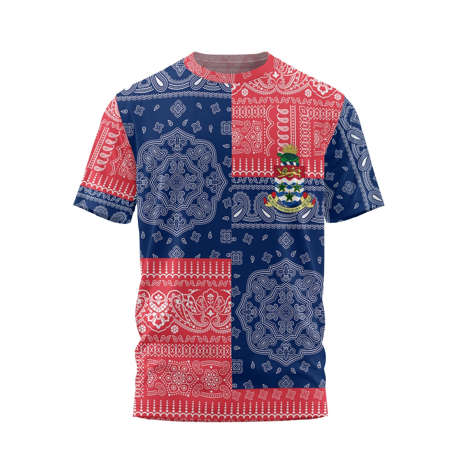 Cayman Islands T Shirt Flag And Paisley Basic Style 2