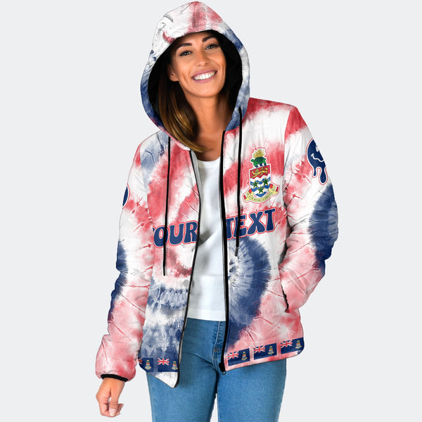 Cayman Islands Women Hooded Padded Jacket Custom Tie Dye Style 1