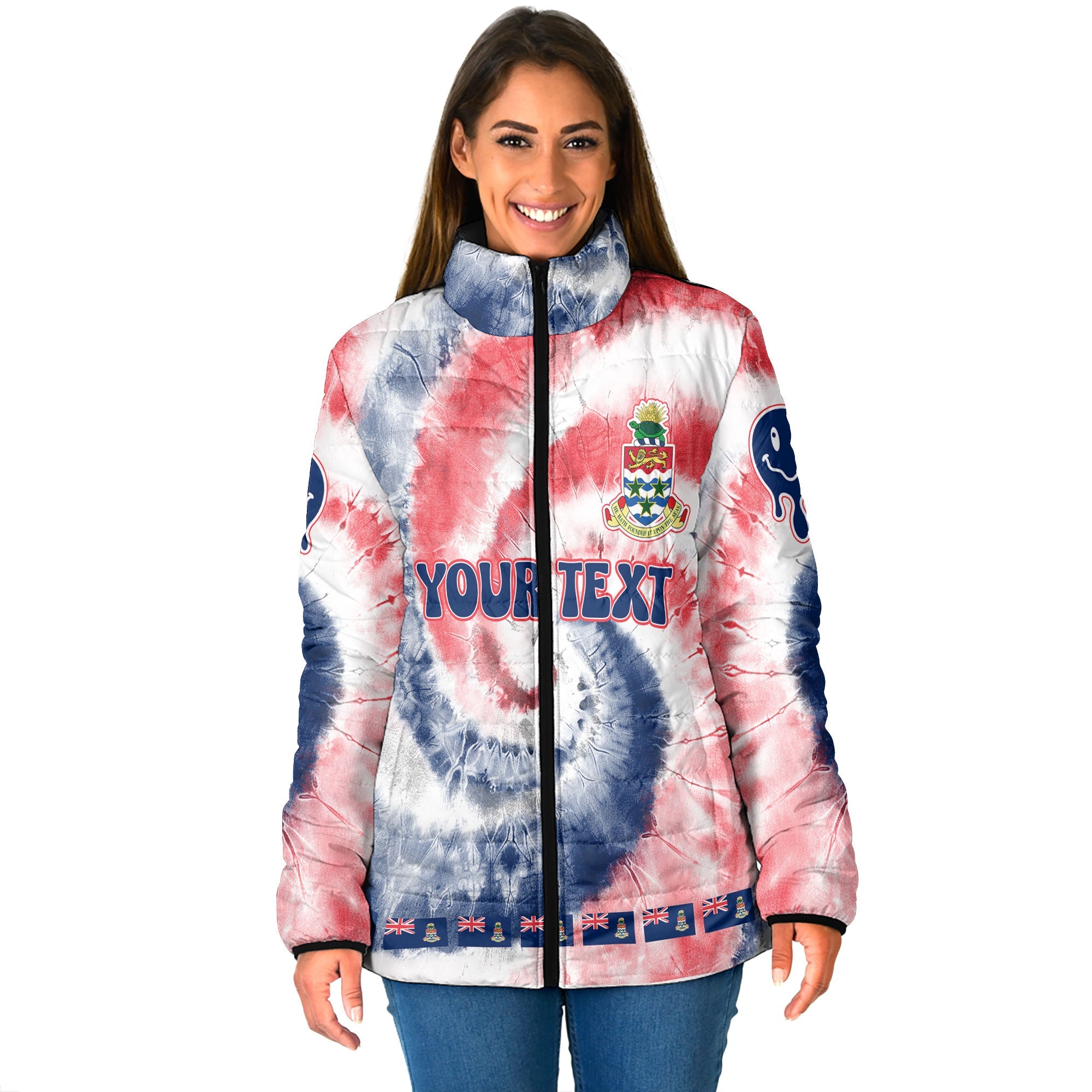 Cayman Islands Women Padded Jacket Custom Tie Dye Style 1