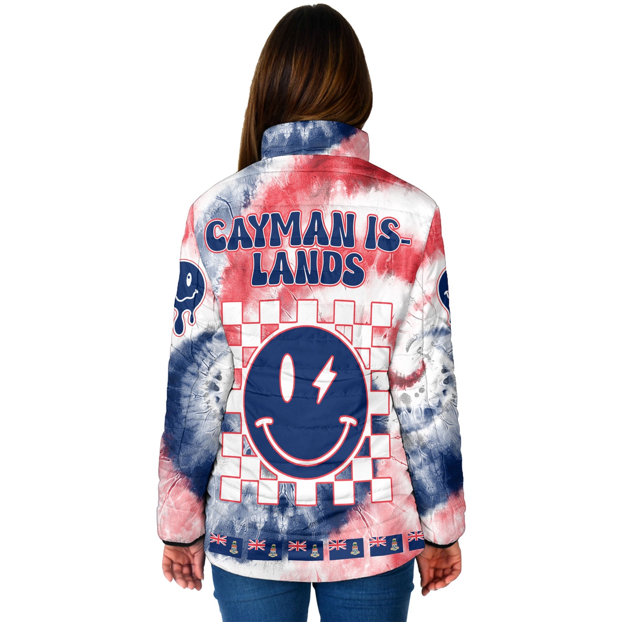 Cayman Islands Women Padded Jacket Custom Tie Dye Style 2