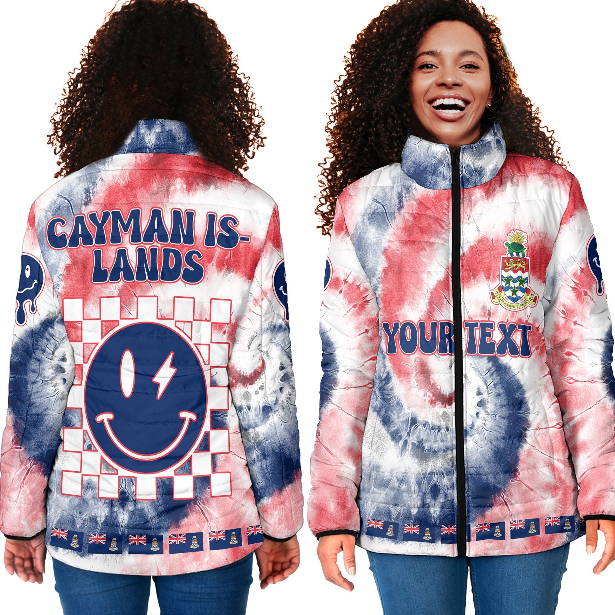 Cayman Islands Women Padded Jacket Custom Tie Dye Style 4