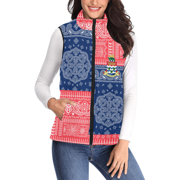 Cayman Islands Women Padded Jacket Vest Flag And Paisley Basic Style 1