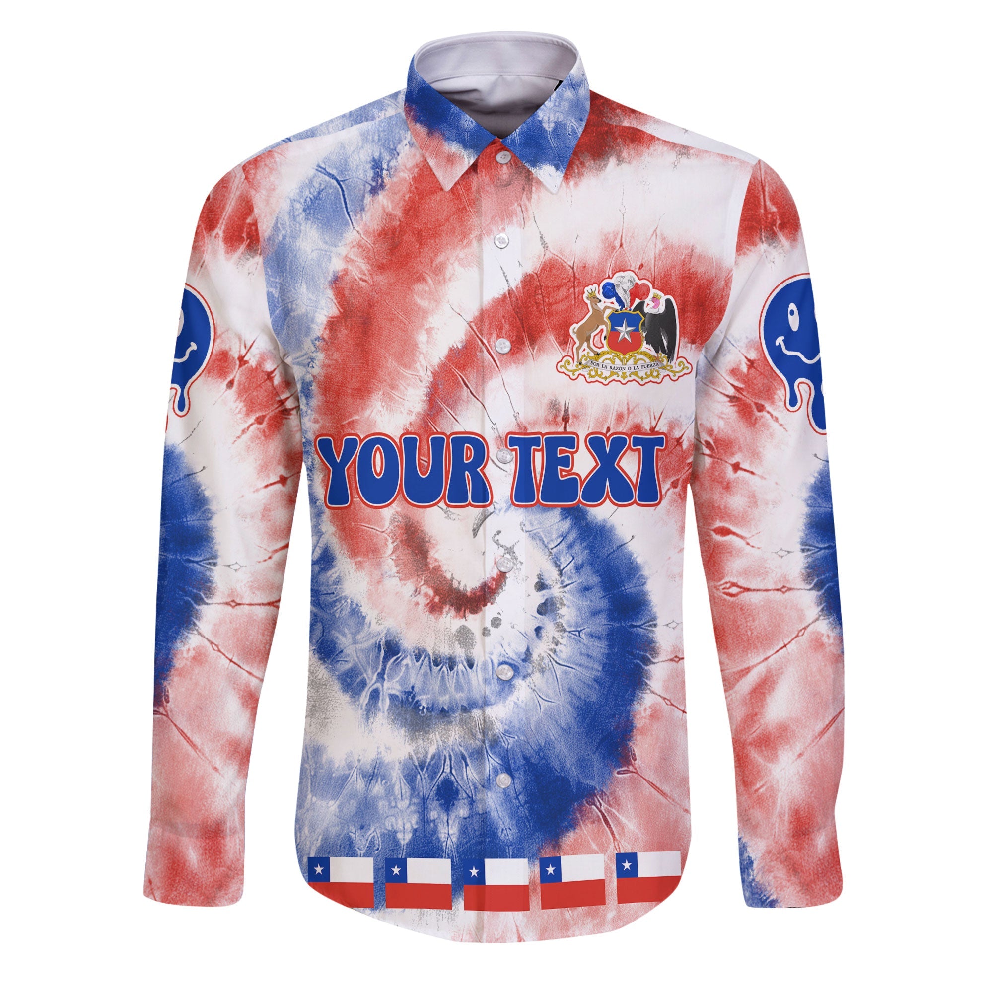 Chile Long Sleeve Button Shirt Custom Tie Dye Style 1