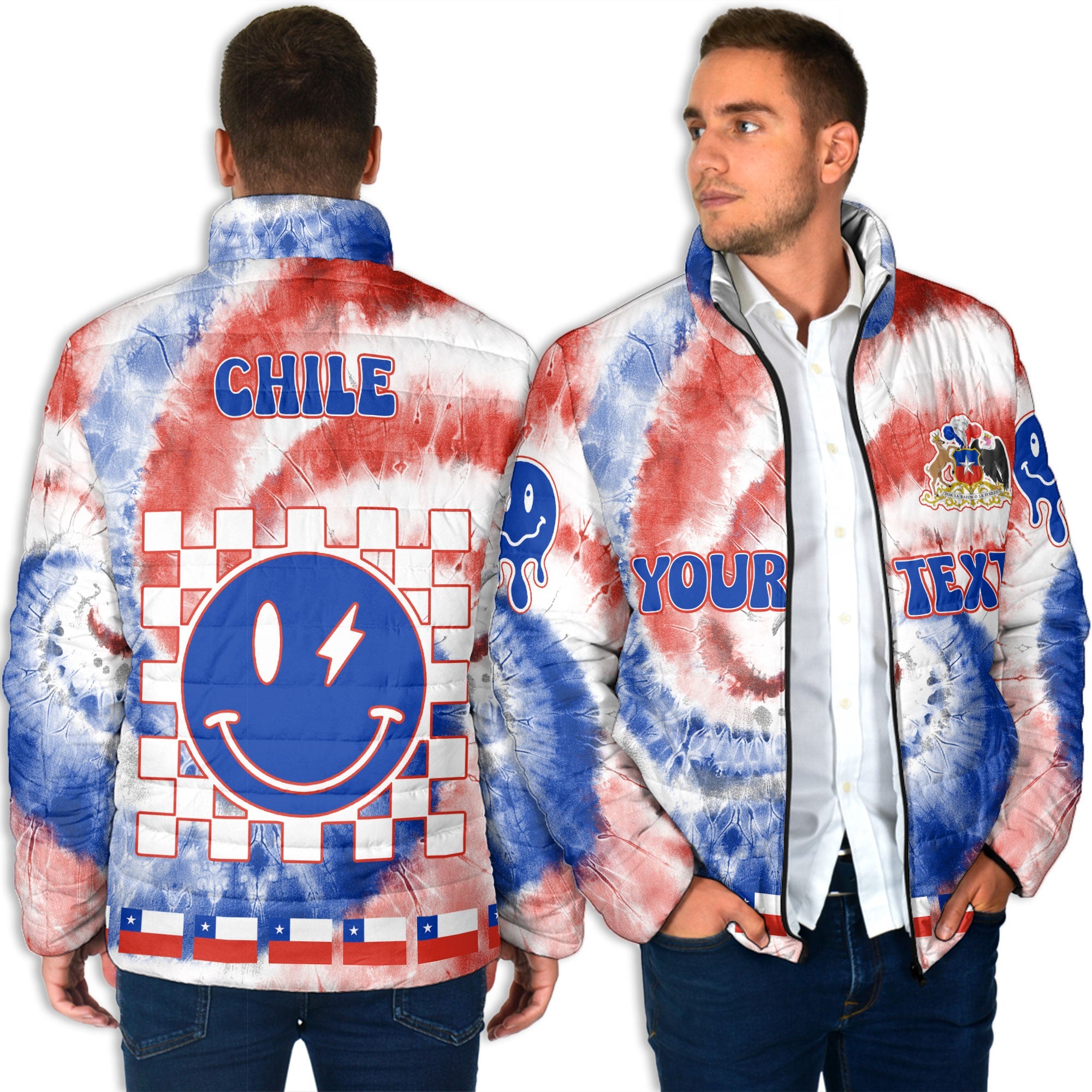 Chile Men Padded Jacket Custom Tie Dye Style 4