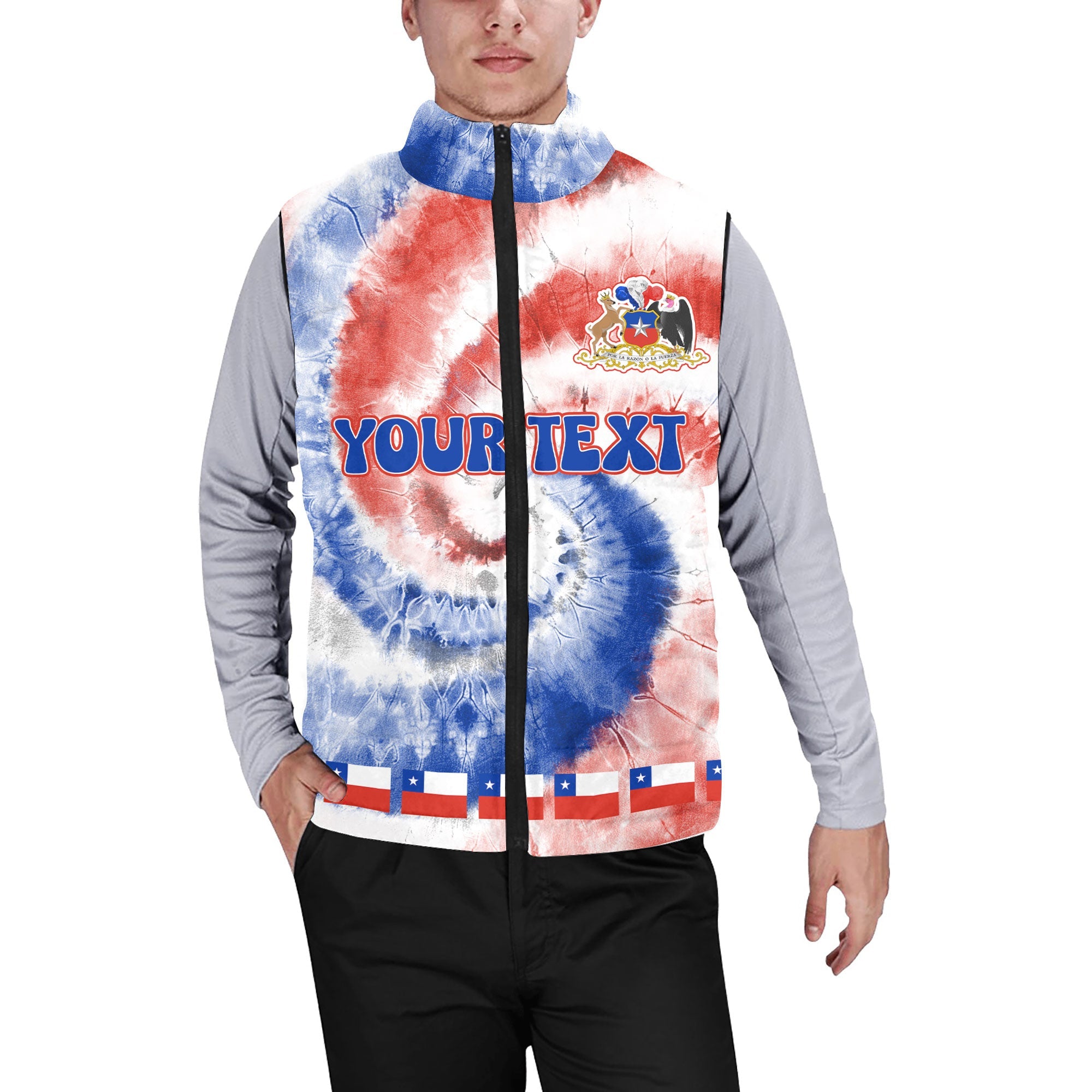 Chile Men Padded Jacket Vest Custom Tie Dye Style 1