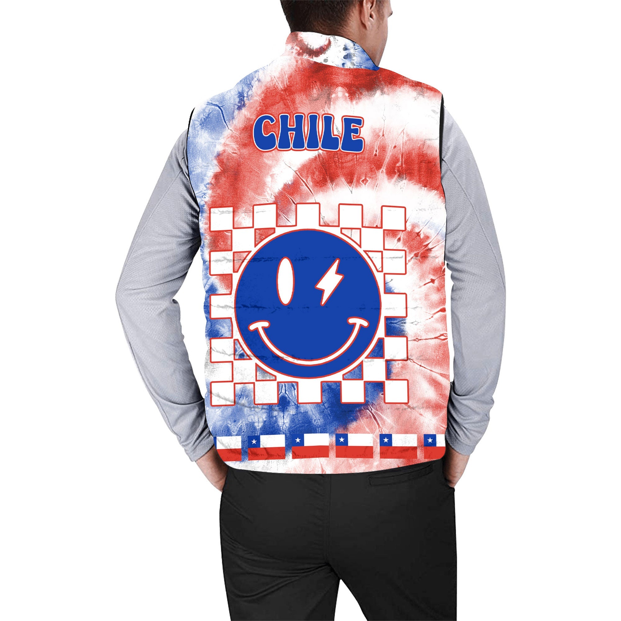 Chile Men Padded Jacket Vest Custom Tie Dye Style 2