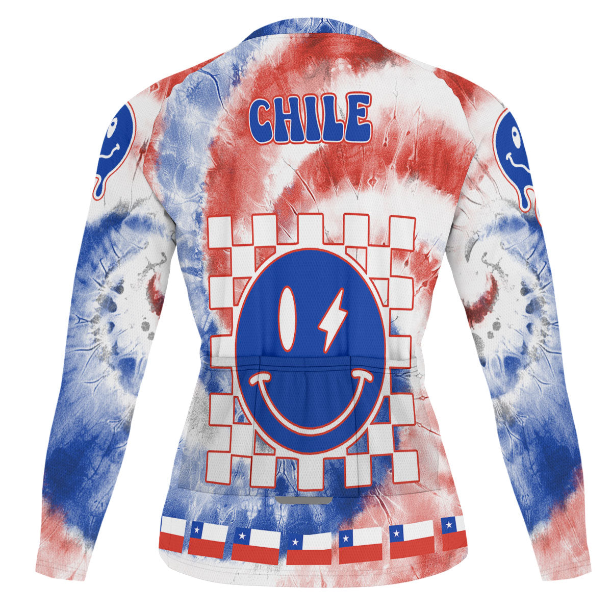 Chile Raglan Men Cycling Jersey Long Sleeve Custom Tie Dye Style 1