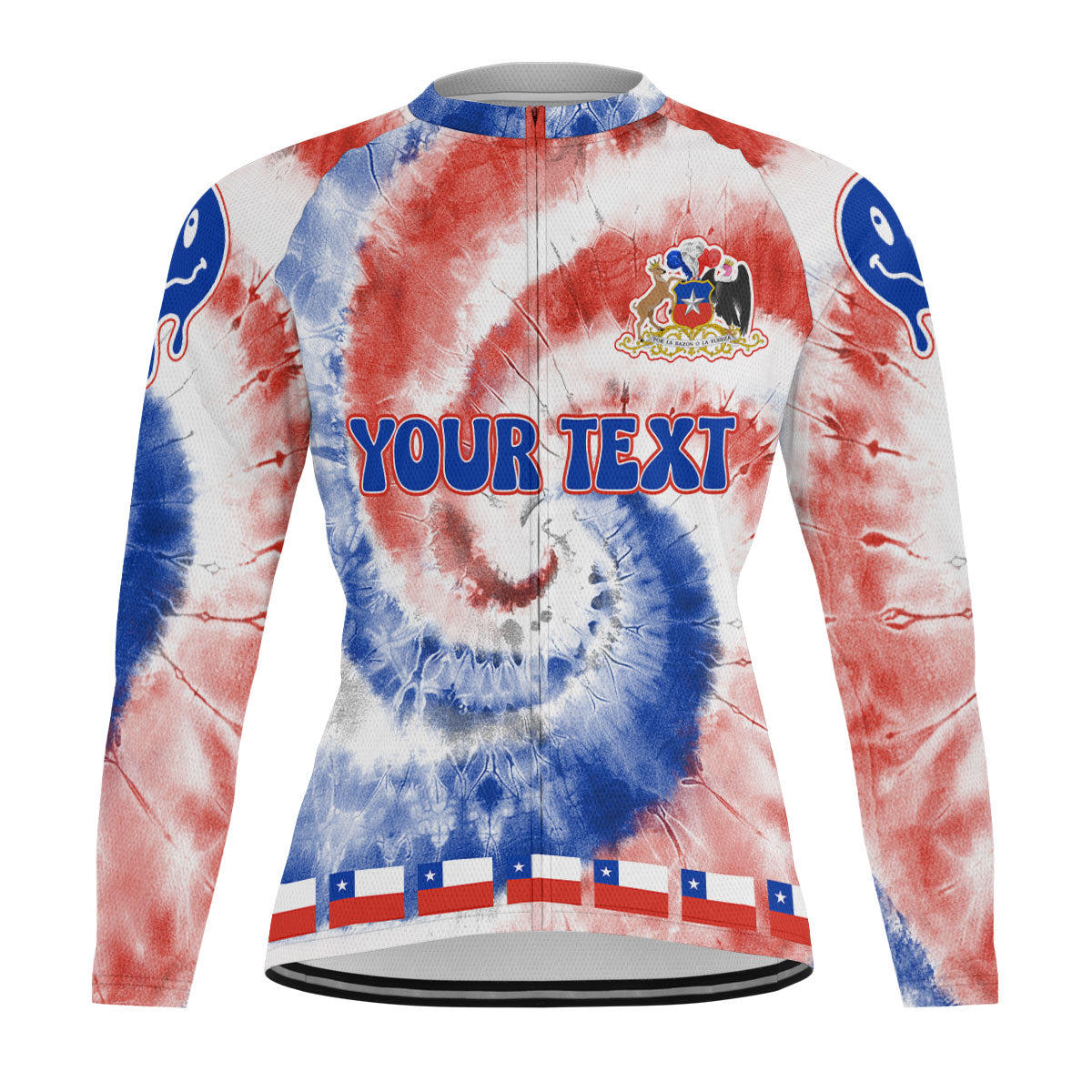 Chile Raglan Men Cycling Jersey Long Sleeve Custom Tie Dye Style 2