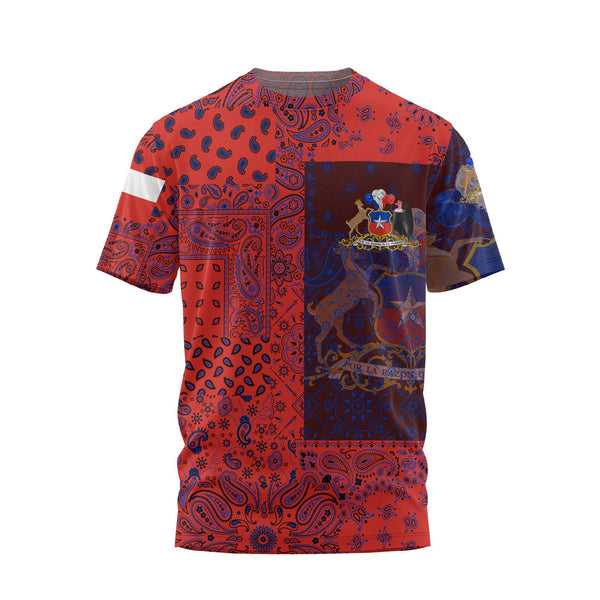 Chile T Shirt Paisley Flag And Skull Style 1