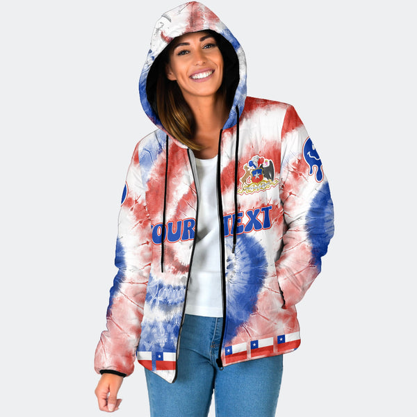 Chile Women Hooded Padded Jacket Custom Tie Dye Style 1