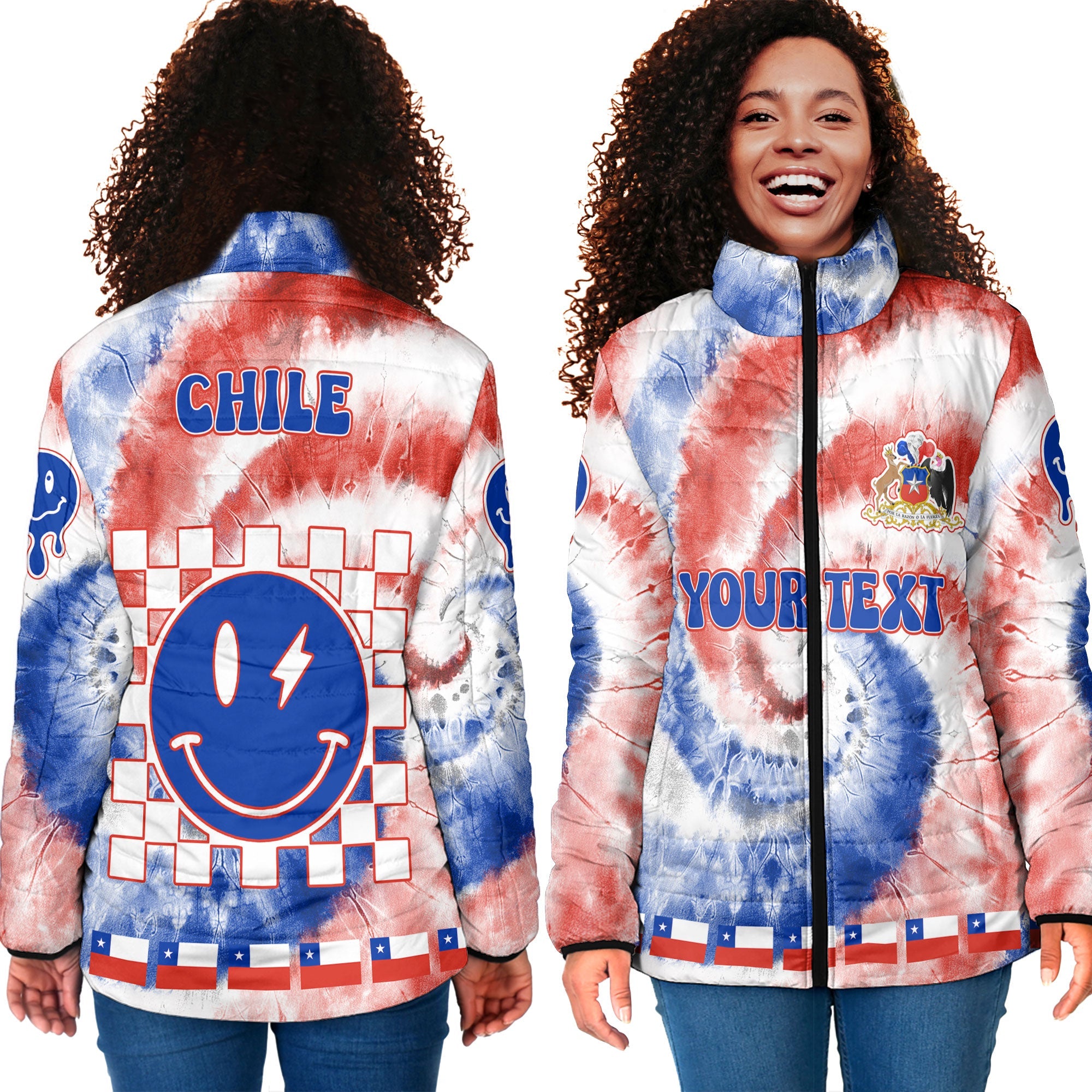 Chile Women Padded Jacket Custom Tie Dye Style 4