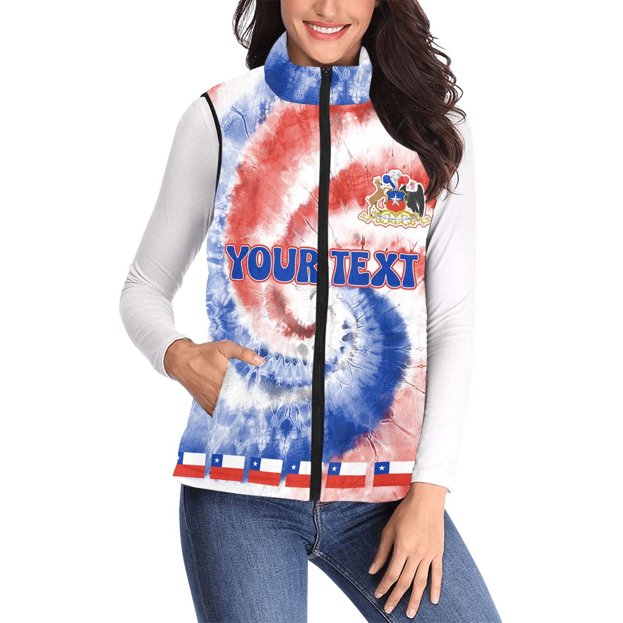 Chile Women Padded Jacket Vest Custom Tie Dye Style 1