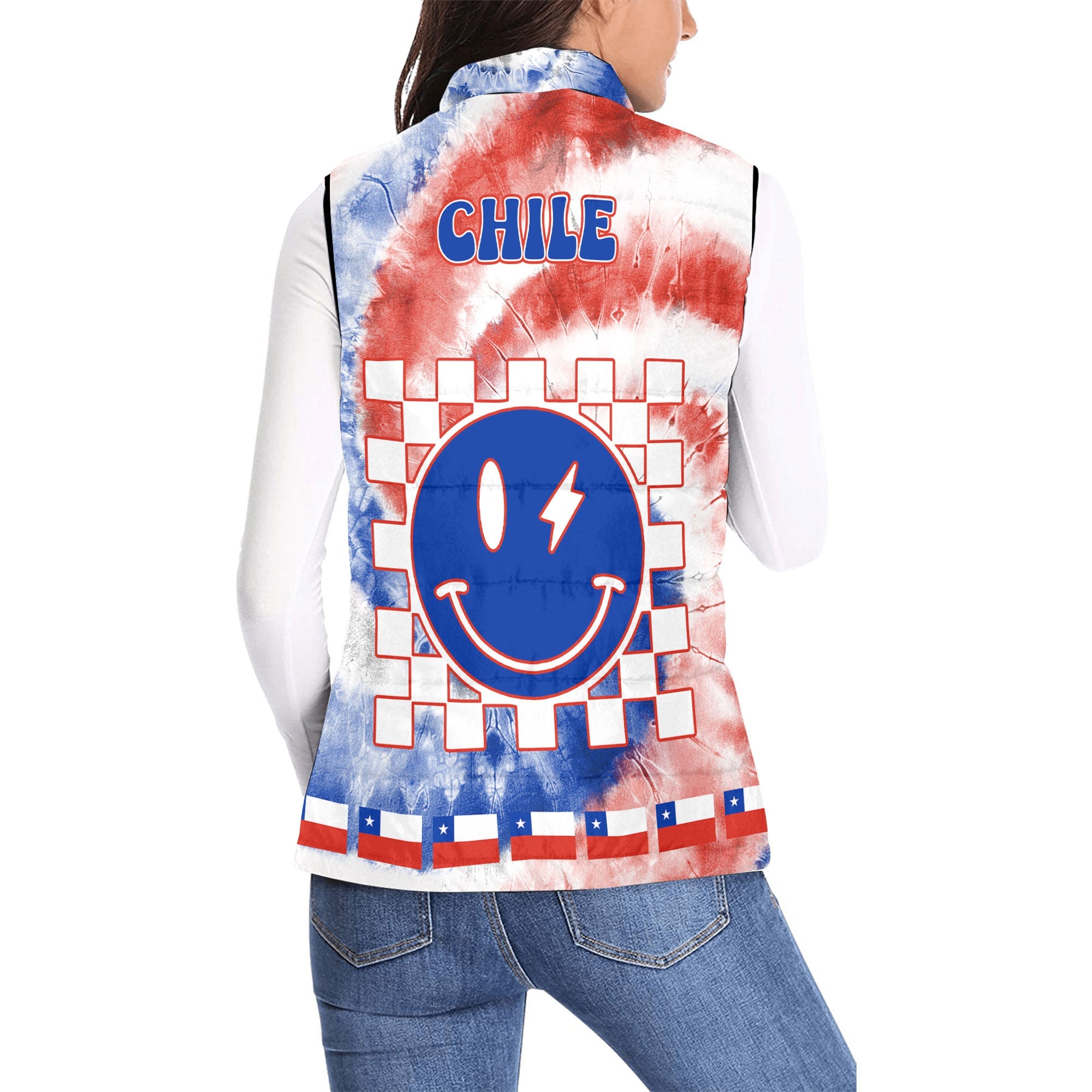 Chile Women Padded Jacket Vest Custom Tie Dye Style 2