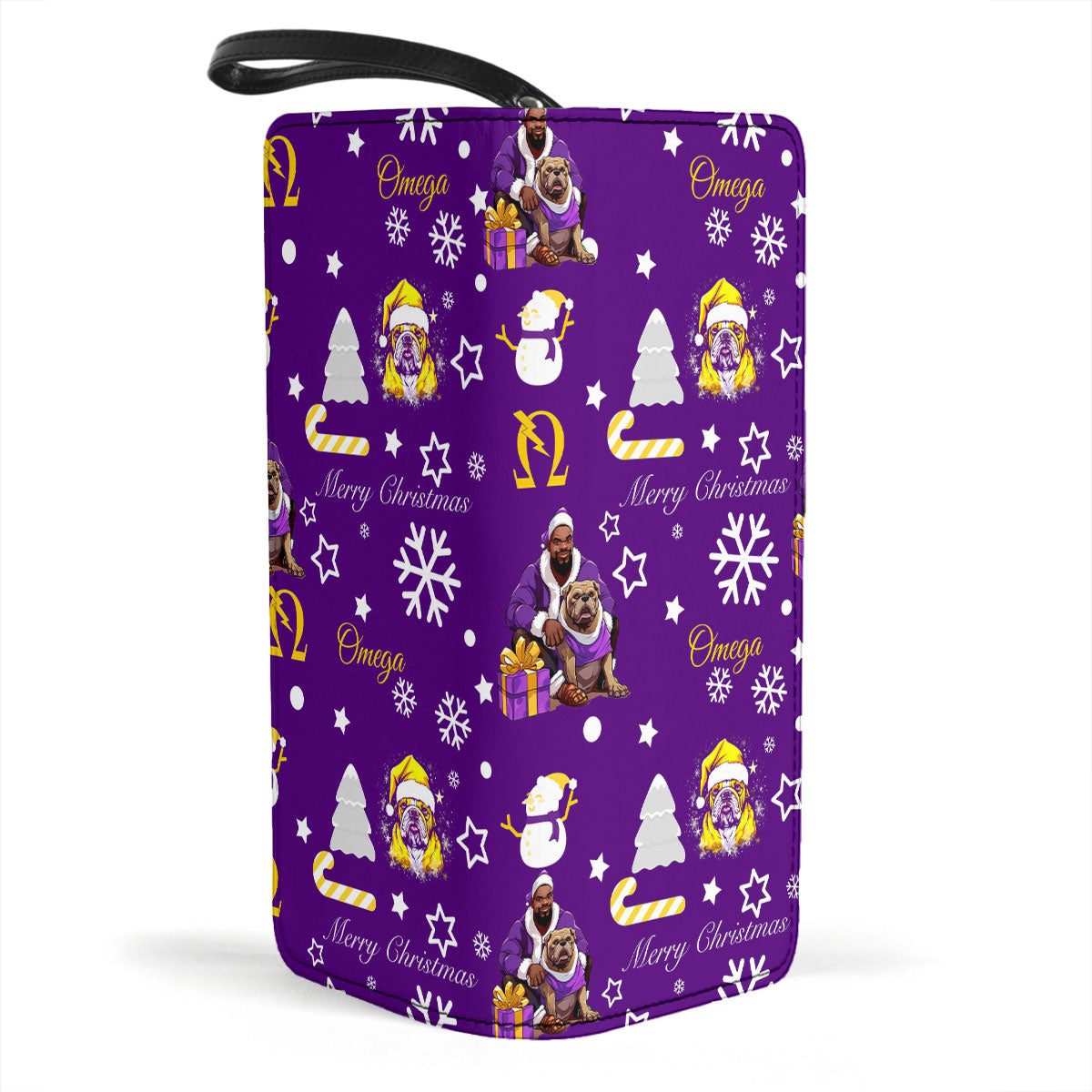 Fraternity Clutch Purse - OPP Christmas Clutch Purse Bulldog Purple Pattern Style