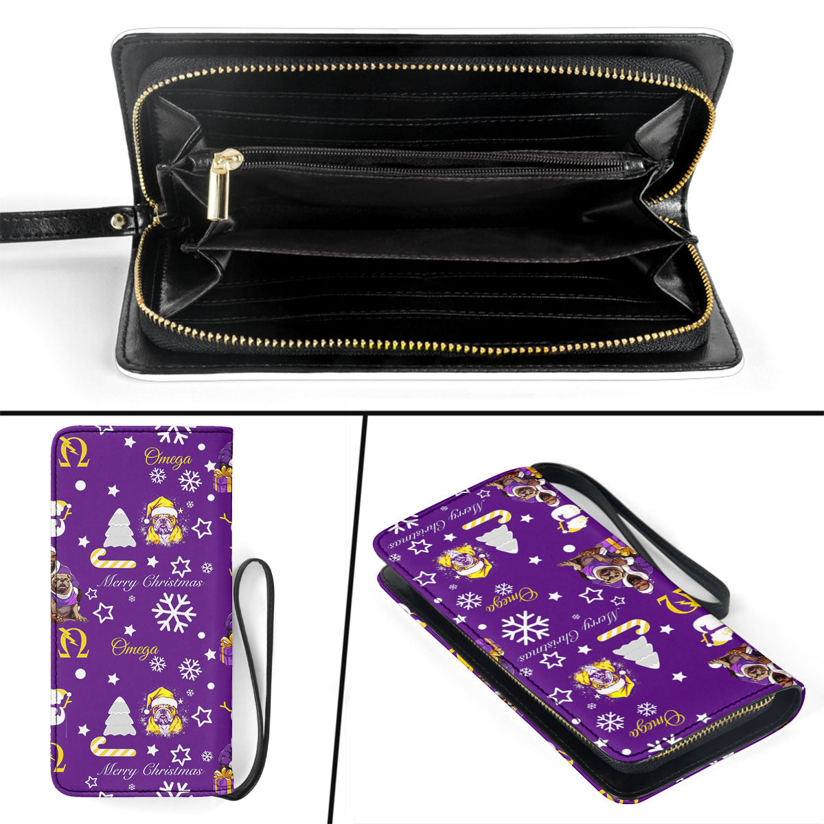 Fraternity Clutch Purse - OPP Christmas Clutch Purse Bulldog Purple Pattern Style