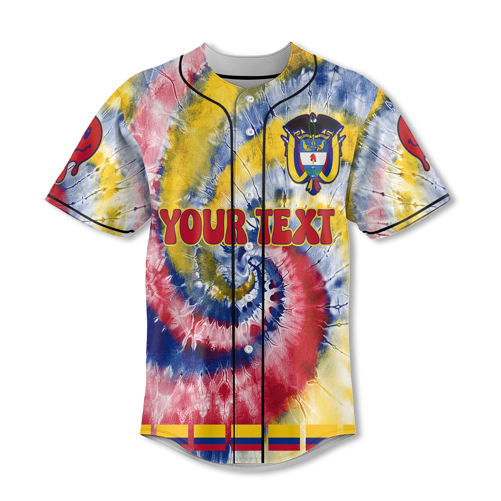 Colombia Baseball Jersey Custom Tie Dye Style 2