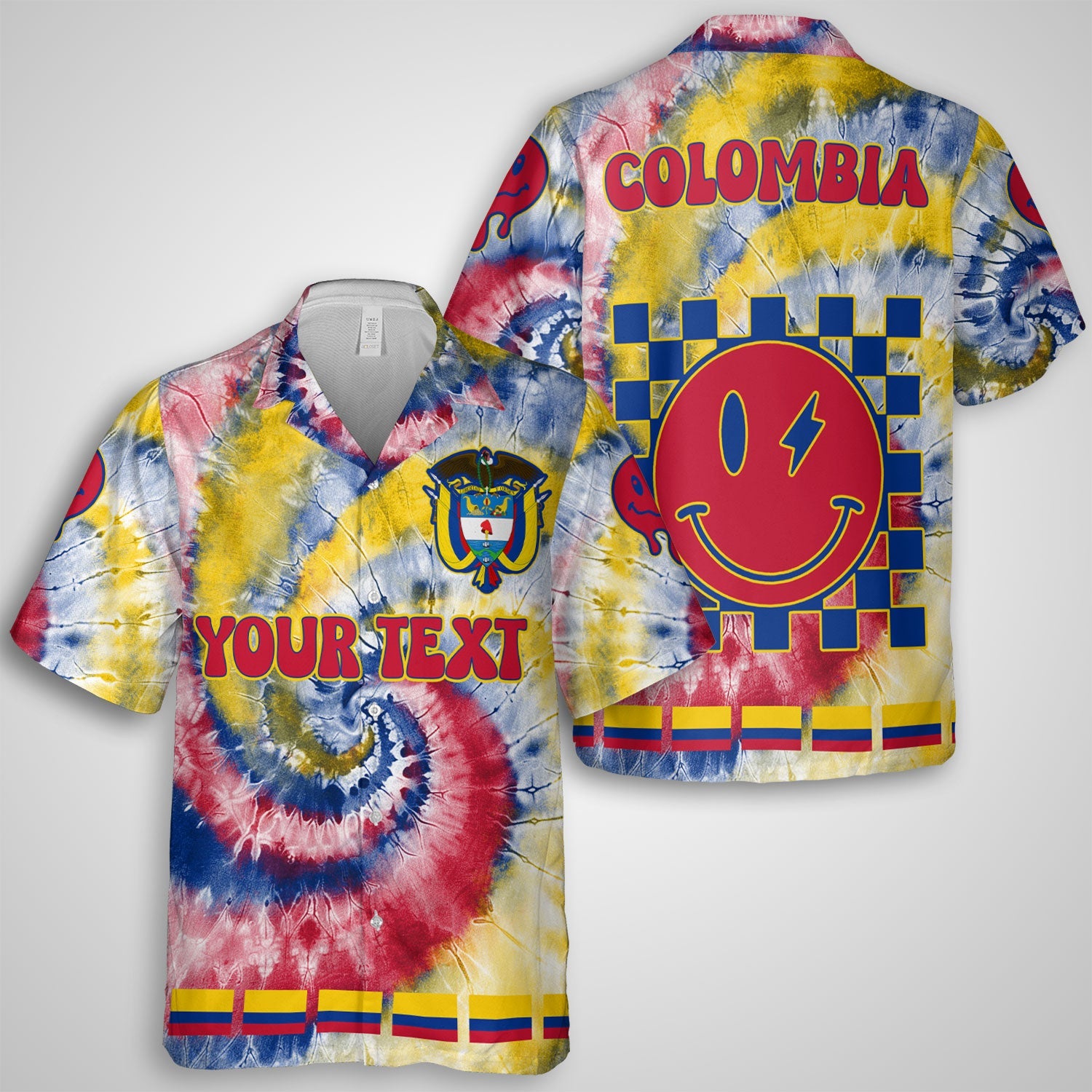 Colombia Hawaiian Shirt Custom Tie Dye Style 1