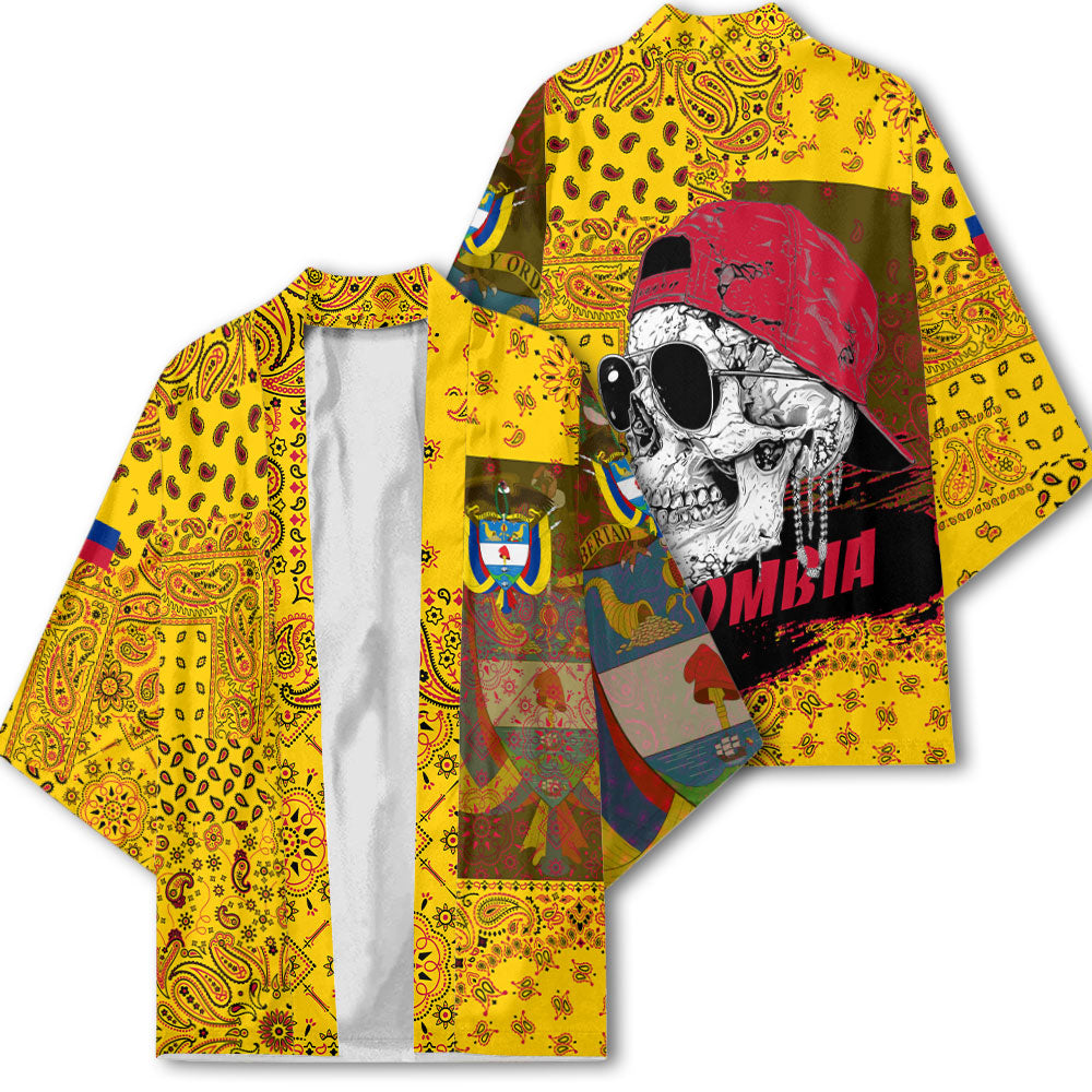 Colombia Kimono Paisley Flag And Skull Style 2