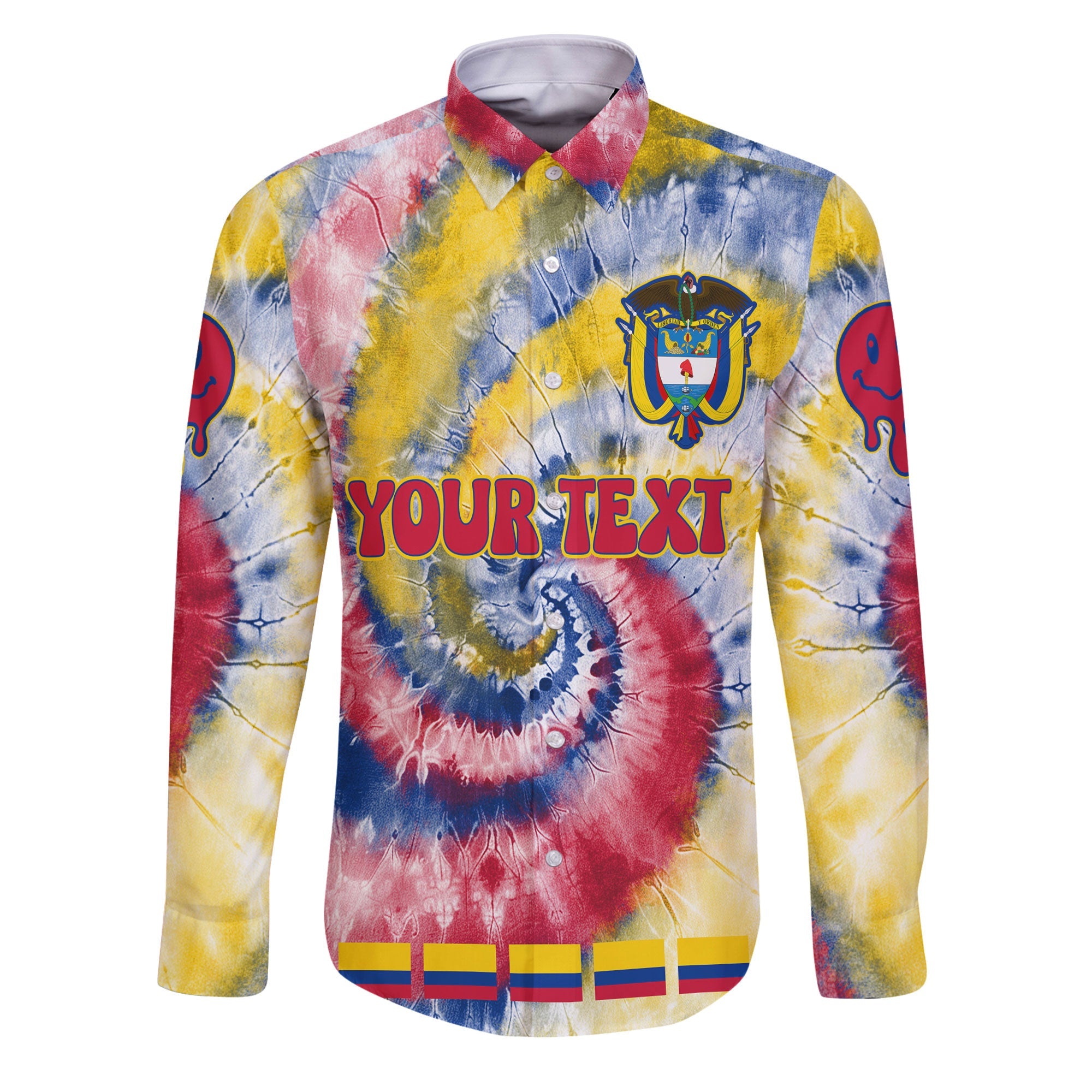 Colombia Long Sleeve Button Shirt Custom Tie Dye Style 1