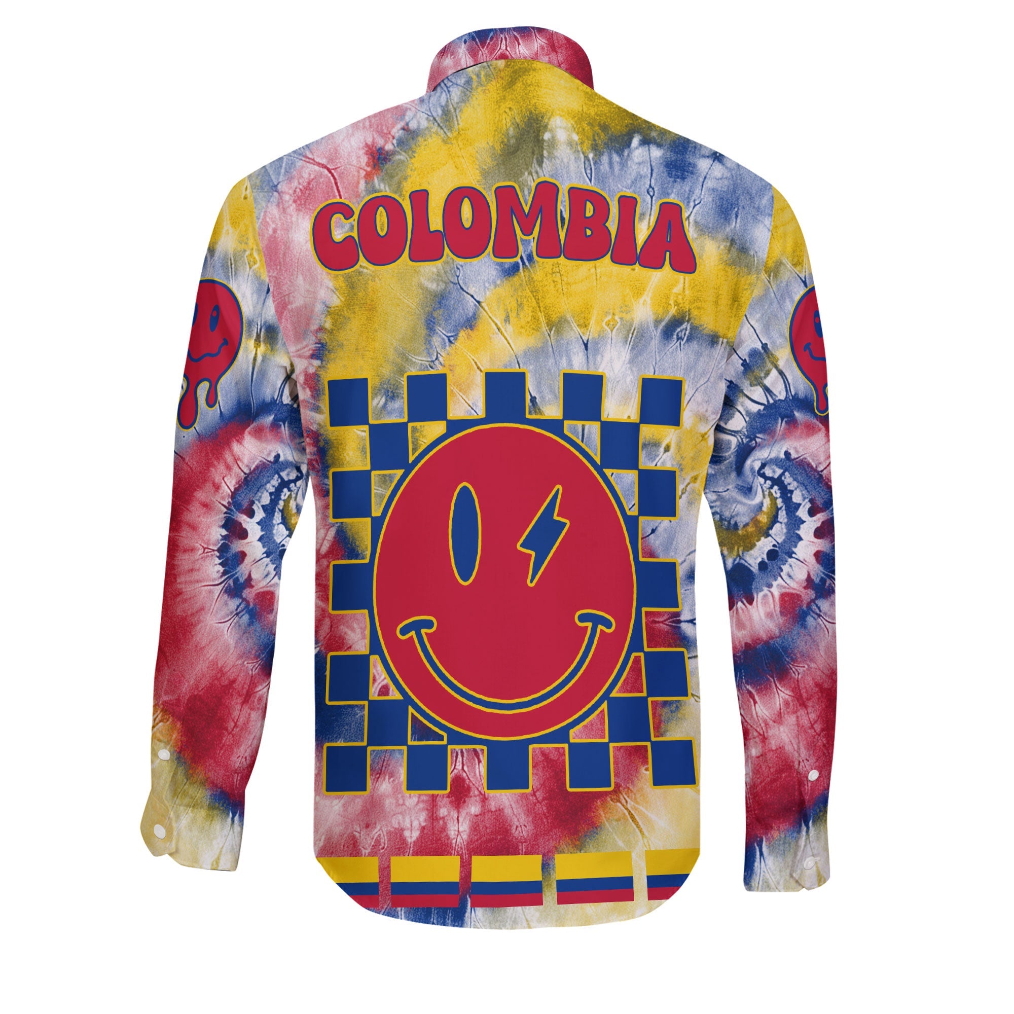 Colombia Long Sleeve Button Shirt Custom Tie Dye Style 2