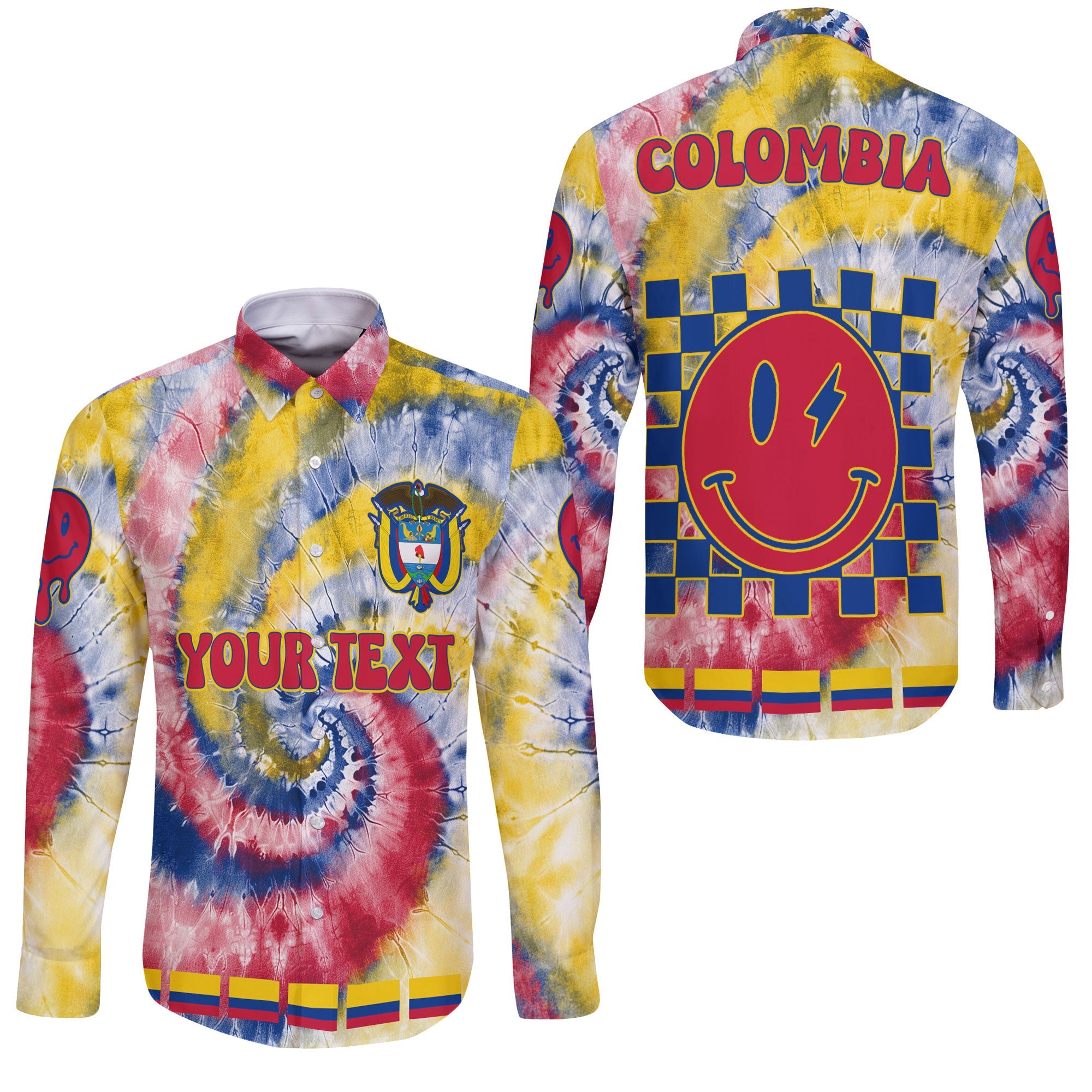 Colombia Long Sleeve Button Shirt Custom Tie Dye Style 3