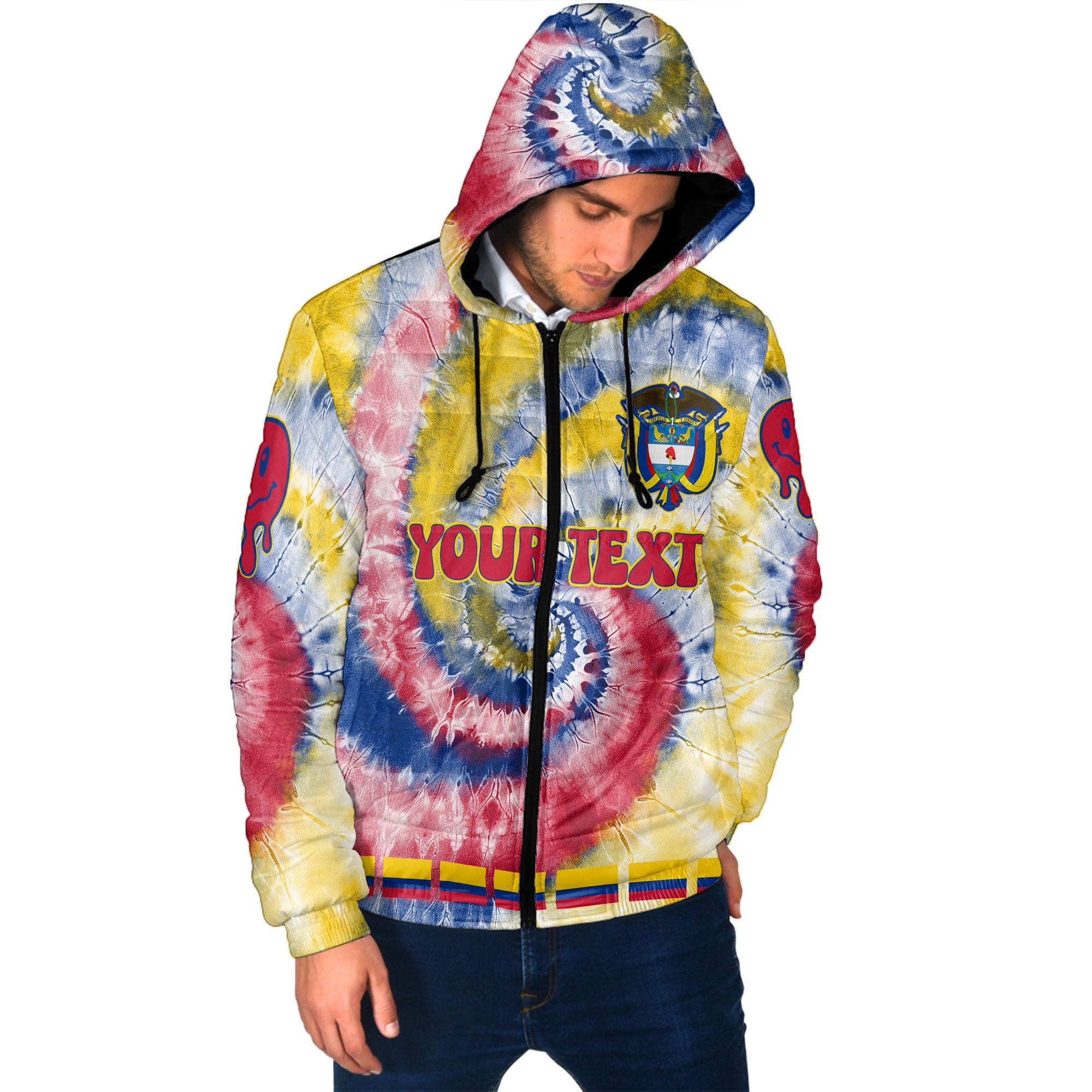 Colombia Men Hooded Padded Jacket Custom Tie Dye Style 2