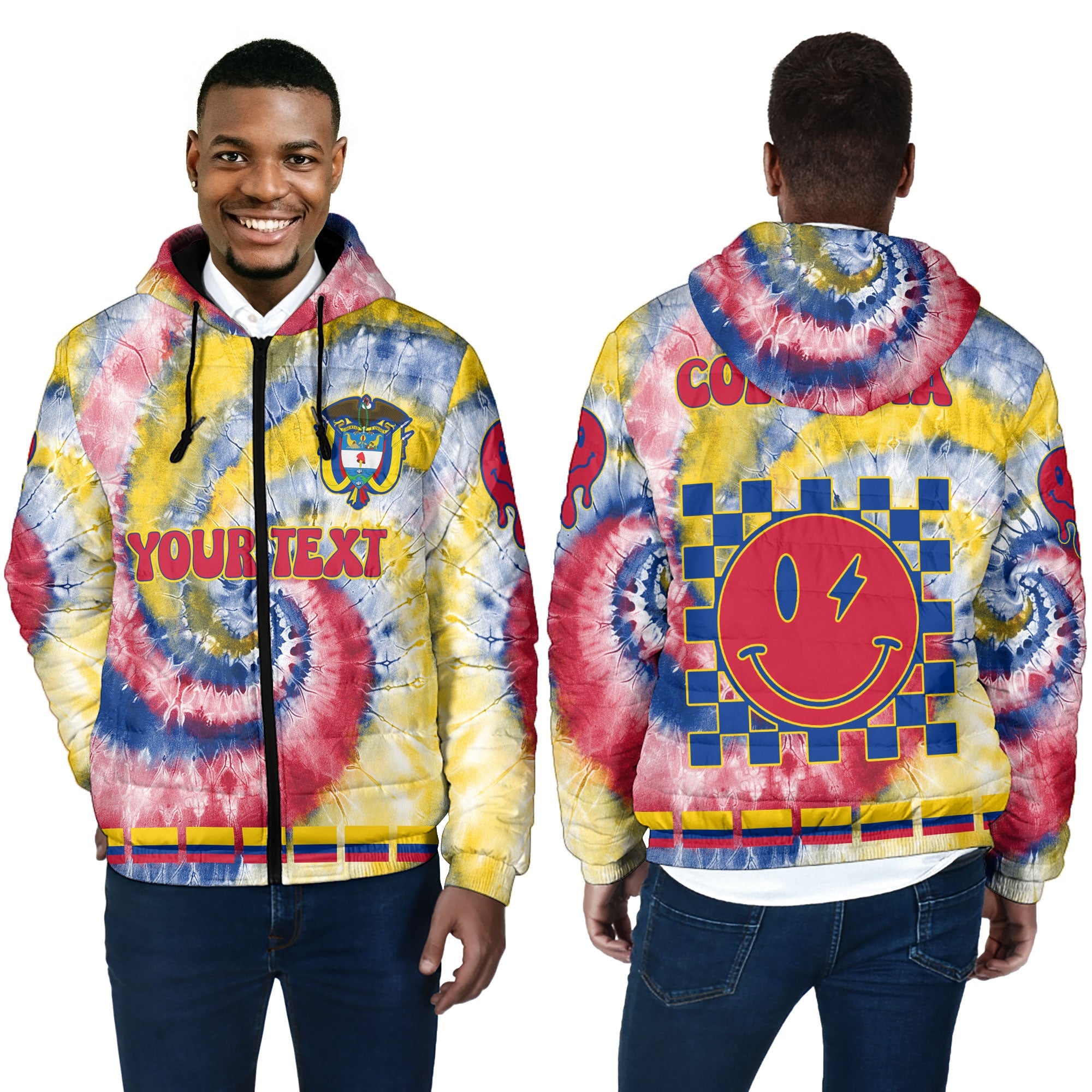 Colombia Men Hooded Padded Jacket Custom Tie Dye Style 4