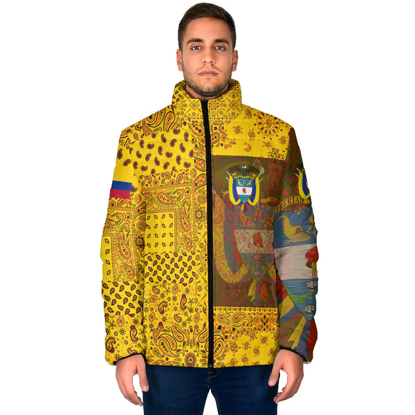 Colombia Men Padded Jacket Paisley Flag And Skull Style 1