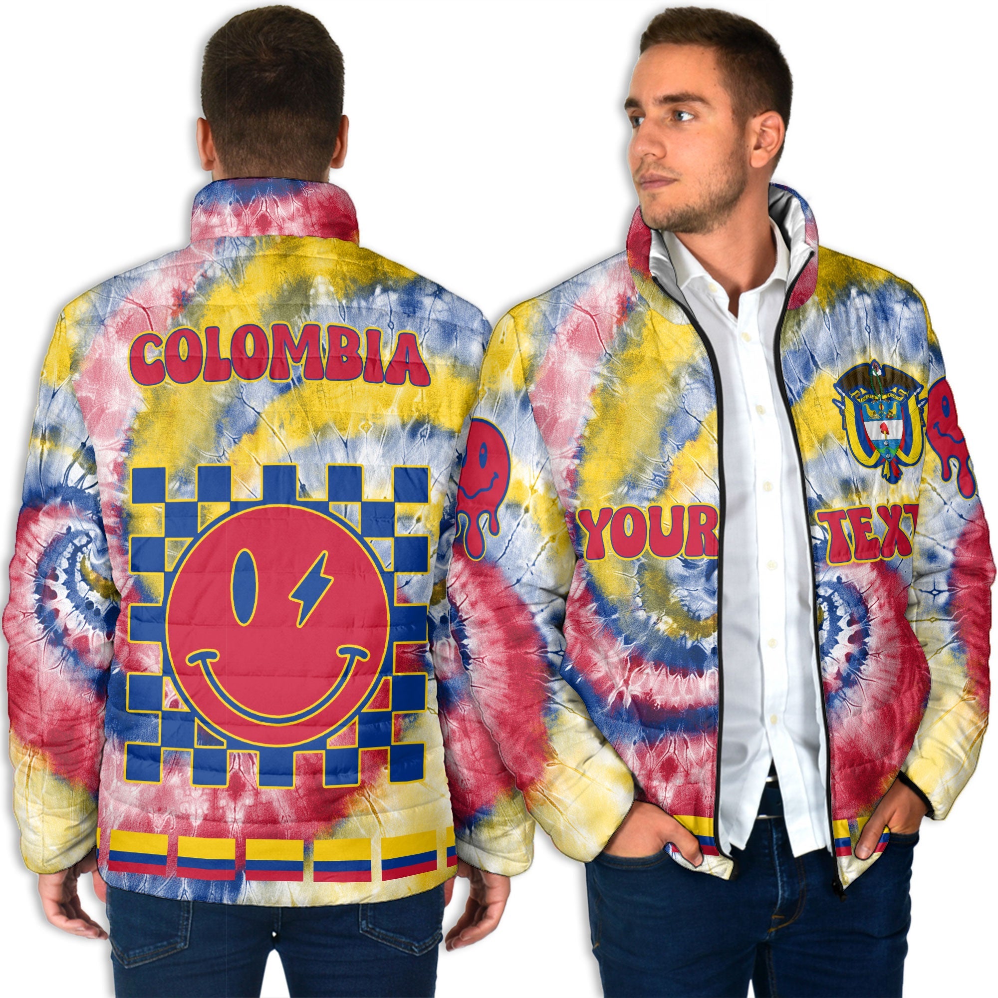 Colombia Men Padded Jacket Custom Tie Dye Style 4