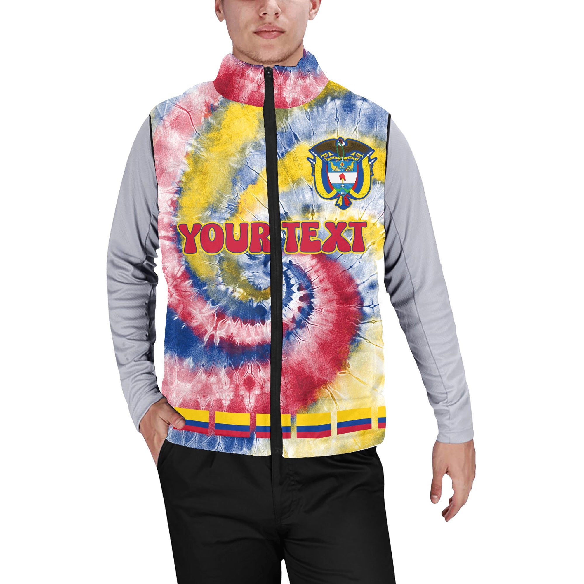 Colombia Men Padded Jacket Vest Custom Tie Dye Style 1