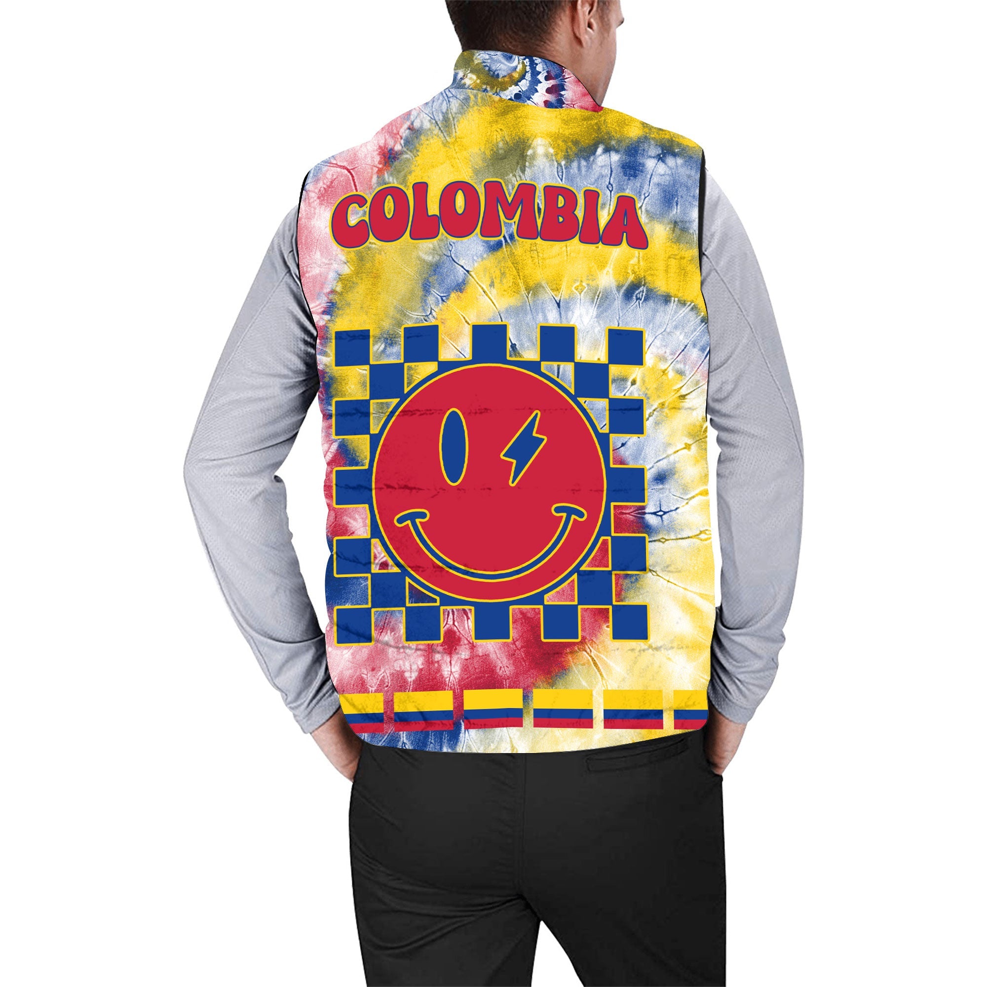 Colombia Men Padded Jacket Vest Custom Tie Dye Style 2