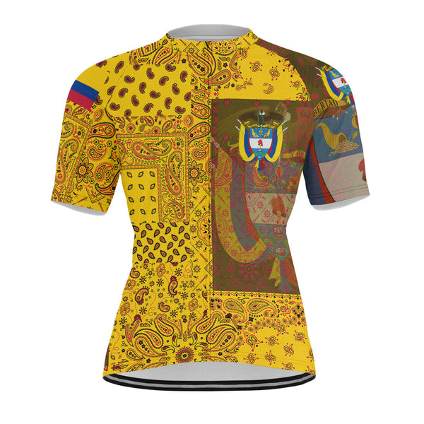 Colombia Men Cycling Jersey Paisley Flag And Skull Style 1