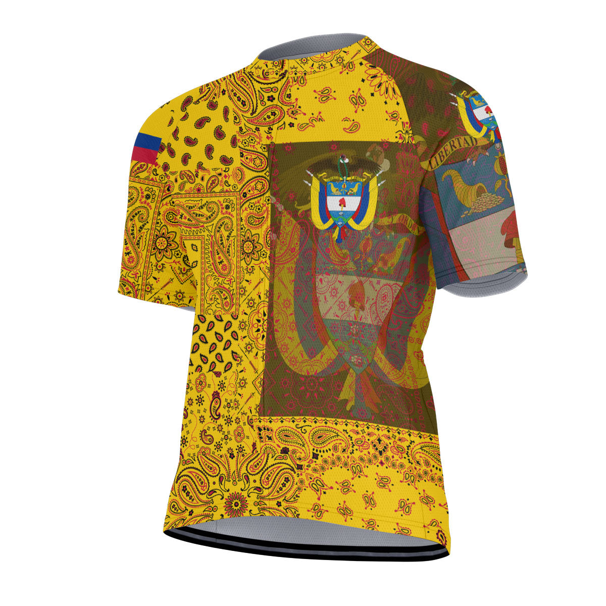 Colombia Men Cycling Jersey Paisley Flag And Skull Style 2