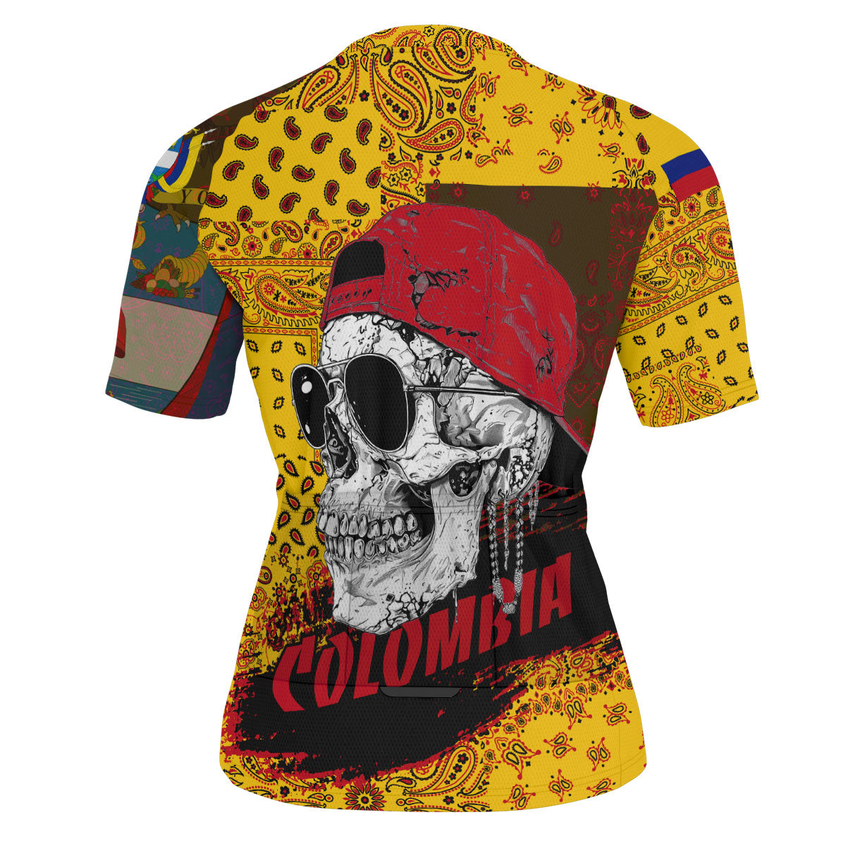 Colombia Men Cycling Jersey Paisley Flag And Skull Style 3