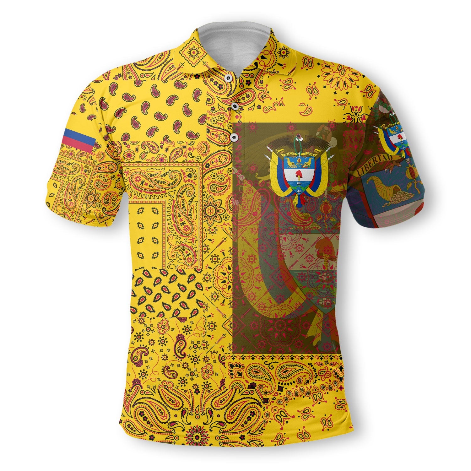 Colombia Polo Shirt Paisley Flag And Skull Style 2