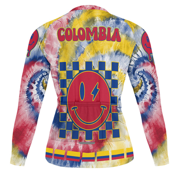 Colombia Raglan Men Cycling Jersey Long Sleeve Custom Tie Dye Style 1