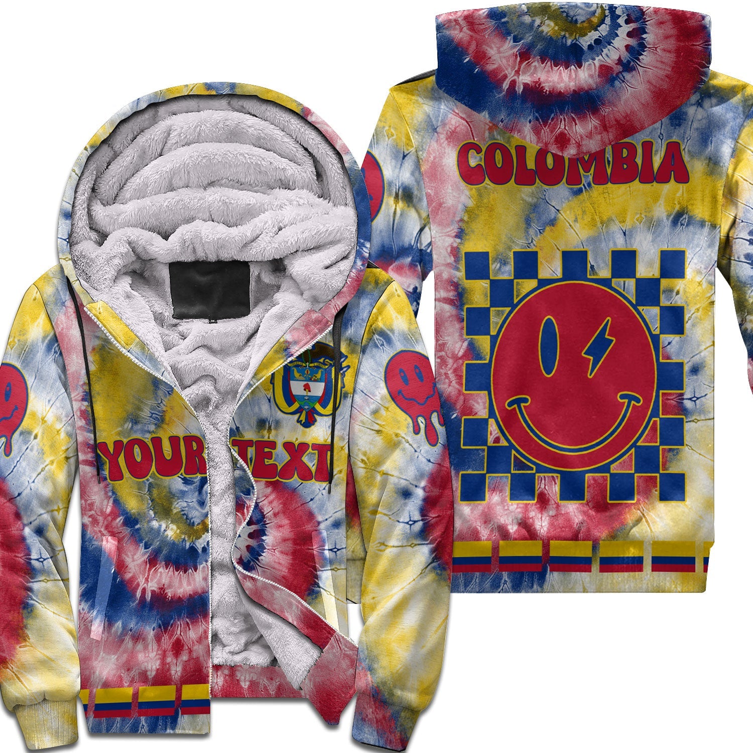 Colombia Sherpa Hoodie Custom Tie Dye Style 1