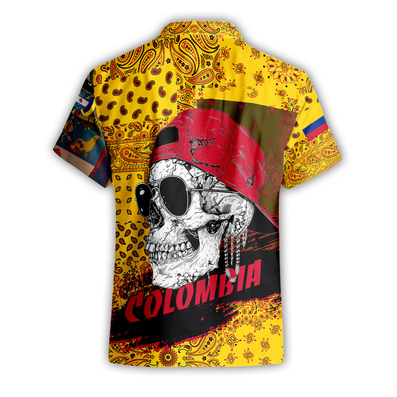 Colombia Short Sleeve Shirt Paisley Flag And Skull Style 2