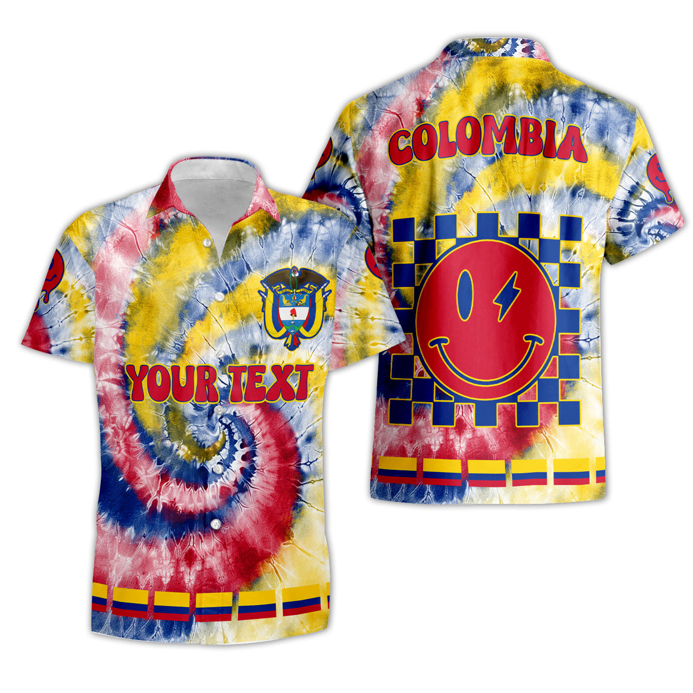 Colombia Short Sleeve Shirt Custom Tie Dye Style 3