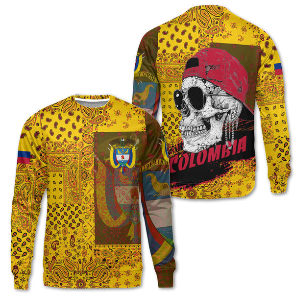 Colombia Sweatshirt Paisley Flag And Skull Style 1