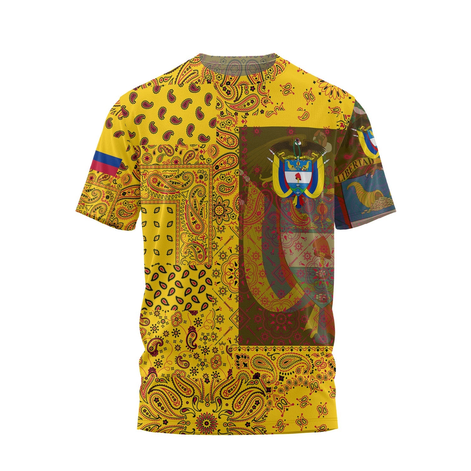 Colombia T Shirt Paisley Flag And Skull Style 1